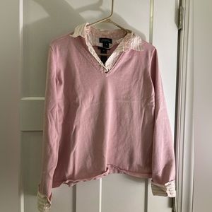pink collared sweater